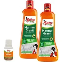 poliboy Marmor Granit Pflege - 2x500ml - Inklusive Möbel Probe Steinbodenreiniger (optimale Pflege und langanhaltenden Schutz - Made in Germany)