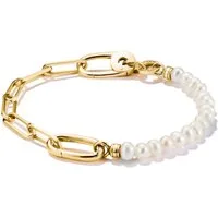 THOMAS SABO Charm-Armband Charm Club Connect: Perlen und Paperclip mit einem Connect Link, mit Süßwasserzuchtperle