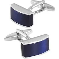 RAIKOU Manschettenknöpfe Manschettenknöpfe Messing Weißstahl-Beschichtung Blau Katzenauge (Blau, Schwarz, Grün), Rechteck 17×10 mm Elegant Business Hochzeit
