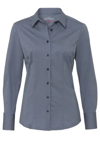 pure - PURE- Functional Bluse slim fit Langarm blau - Gr. - XS
