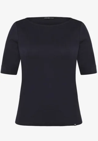 zero - Basic T-Shirt mit U-Boot-Ausschnitt und Halbarm blau - Gr. - 36
