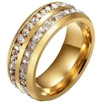 KARMA Fingerring Damenring Gold Kristalle ver. Größen Ring Edelstahl (1-tlg., Frauen Fingerring wasserfest hypoallergen Edelstahlring), modern Damenschmuck Damen Geschenk