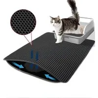 TUWENA Katzentoilette Doppelschicht Katzenklo Matte, Wasserdichte Katzenmatte Katzenklo, Leicht zu reinigen, Rutschfeste Katzenmatte Unterleger Waben Design