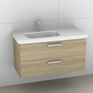 Artiqua 411 Waschtischunterschrank für DuraStyle 232510 Becken links Castello Eiche quer NB, 411-WU2 411-WU2L-D45-7136-426