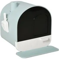 MC Star Katzentoilette mit Haube Toilette für Katzen bis 5 kg, mit Deckel, Katzenstreu Matte, Kunststoff, Grün, 43x44x47cm