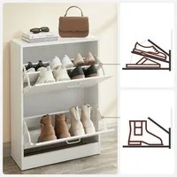 VASAGLE Schuhschrank Schuhregal Schuhkipper mit 2 Klappen, für 12 Paar