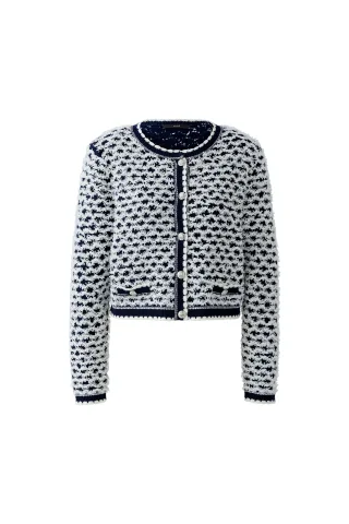 Oui - Strickjacke dk blue white - Gr. - 34