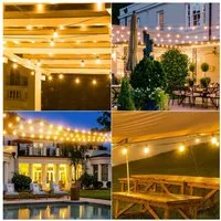 Quntis Lichterkette outdoor strom 16/31m led lichterkette für außen erweiterbare, lichtkette terasse Balkonlampen Gartenlampen biergarten lichterketten