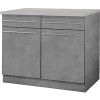 wiho Küchen Unterschrank Chicago 100 cm breit, 2 Schubkästen und 2 Türen, für viel Stauraum