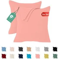 livessa Kissenbezug 2er Set Kissenbezug Kissenhülle Baumwolle Jersey Reißverschluss weich, %100 Baumwolle Jersey Stoff 140 g/m², Ultra Weich und Atmungsaktiv