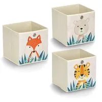 Zeller Present Aufbewahrungsbox Animals (Set, 3 St), Vlies, faltbar, verschiedene Tiermotive