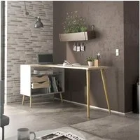 Home affaire Schreibtisch Oslo Arbeitstisch, Bürotisch, mit 2 Schubladen, 3 offene Fächer, Eckschreibtisch, Breite 145 cm
