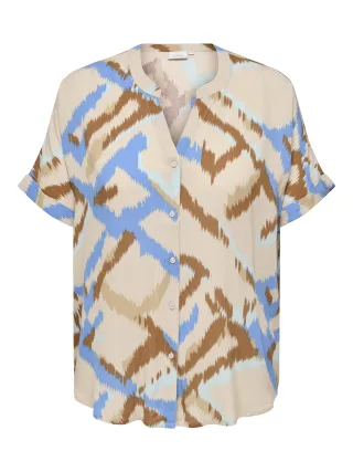 ONLY CARMAKOMA - CARROWA LIFE SS V-NECK SHIRT AOP pumice stone - Gr. - 46