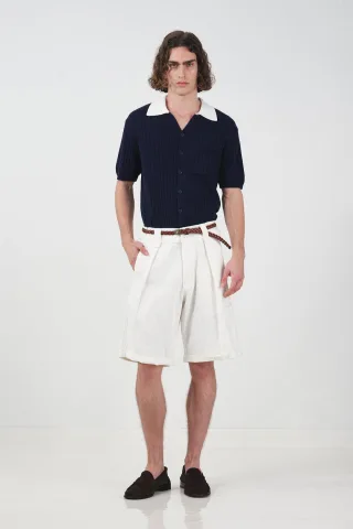 Hochtaillierte weite Baumwoll-Chino-Shorts