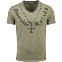Key Largo T-Shirt T-Shirt Independent Kreuz Nieten Print Motiv vintage Look MT00573 V-Auschnitt bedruckt kurzarm slim fit