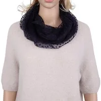 MIRROSI Loop Damen Schal Unifarbe mit Punktenmuster HALBTRANSPARENTm Schlauchschal, (ca. 150x35cm Zweimal um den Hals wickelbar)