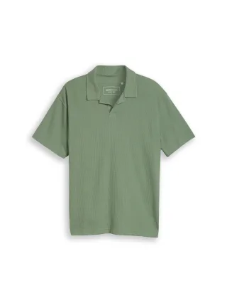 Denim Tom Tailor - Relaxed Fit Resort Poloshirt mit Waffelstruktur sea spray - Gr. - L