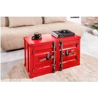 riess-ambiente Beistellschrank GLOBETROTTER 80cm rot - Metall, Aktenschrank, Flügeltüren, Riegel (Einzelartikel, 1-St) Industrial Container-Schrank - ideal für Wohn- & Schlafzimmer od. Flur