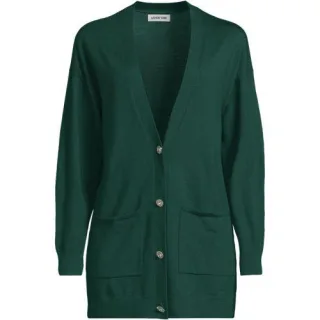 Merino-Cardigan mit Strassknöpfen für Damen in Petite-Größe, Damen, size: petite, Grün, Wolle, by Lands' End