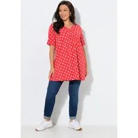Ulla Popken T-Shirt T-Shirt Zierfalten A-Linie V-Ausschnitt Halbarm