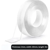 Montegoni Doppelklebeband Starkes Doppelseitiges Klebeband 30mm Transparent 2mm Nano Gel (Einzel, 1 x 5m Nano Doppelseitige Klebeband) 30mm breit, 2mm dick, transparent, waschbar, rückstandsfrei entfernbar