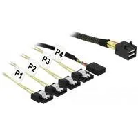 Adapterkabel Mini SAS HD SFF-8643 > 4x SATA 7Pin schwarz, 1 Meter, mit Sideband
