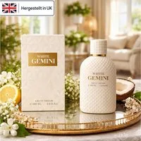 Fine Perfumery London Eau de Parfum White Gemini Damenduft: Zitrisch, Ledrig, Holzig, e100 ml, Hergestellt in UK, Damenduft, Langanhaltend