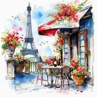 ti-flair Papierserviette, Servietten Papier 33x33cm 3-lag mit Paris Café & Blumen Motiv 20 Stück