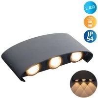 näve LED Außen-Wandleuchte Auron, LED fest integriert, Warmweiß, anthrazit, geschwungene Form, Lichtaustritt nach oben und unten, IP54