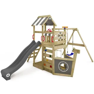Wickey SeaFlyer Spielturm mit Rutsche - Massivholz Spielgerüst für den Garten - Kinderspielplatz mit Kletterwand & Sandkasten - Abenteuer-Schiff Wickey