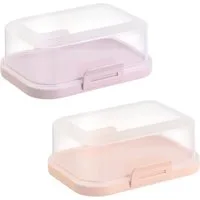 Engelland Butterdose Stapelbare Butter-/Käsedose, Kunststoff, (Vorteils-Set, 2-tlg., mit sicherem Klickverschluss), stapelbar, platzsparend, Ordnung im Kühlschrank, BPA-Frei, Mehrzweck
