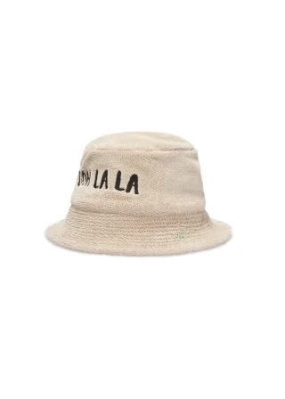 Frottee-Bucket Hat aus Baumwolle mit Schriftzug beige - Gr. - ONE SIZE
