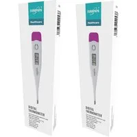 EUROPAPA Fieberthermometer 2 Stück Digitales Fieberthermometer für Babys, 2-tlg., Kinder und Erwachsene, Thermometer für oral, axillar oder rektal, wasserdicht mit Fieberalarm