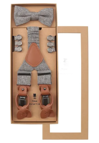prince bowtie - Set Hosenträger+Fliege Uni beige - Gr. - OS