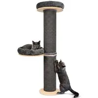 PET VIOLET Kratzbaum wandmontiert 185 cm hoch, XXL Katzenbaum I Premium Sisal Säulen, Kissen abnehmbar & waschbar, Premium Sisal, XXL Katzenbaum126 cm hoch
