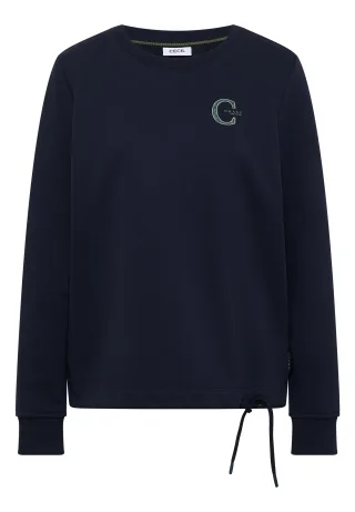 CECIL - Sweatshirt mit Rundhals und Tunnelzug urban dark blue - Gr. - XXL