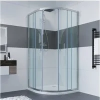 IMPTS Runddusche Duschkabine Viertelkreis Rund Dusche, BxT: 80x80 cm, Sicherheitsglas, Duschabtrennung mit Schiebetüren, Große: 80/90 x 185/195cm Viertelkreisdusche Schiebetür