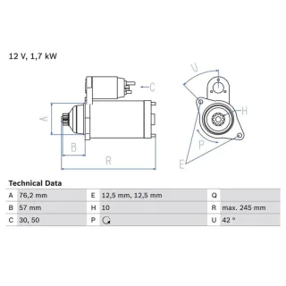 Bosch Anlasser 1,7 kW VW Caddy 2,0 0986020320