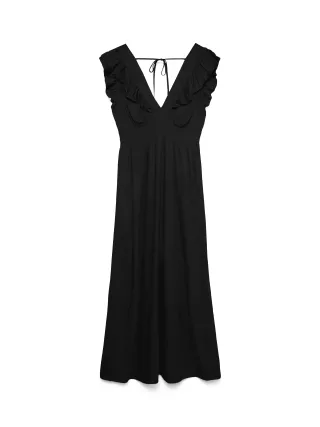 VERO MODA - VMEASY JOY S/L DETAIL ANKLE DRESS WVN Black - Gr. - XS