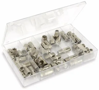 S-IMPULS Sortimentskasten F-Stecker/F-Adapter, 40-teilig