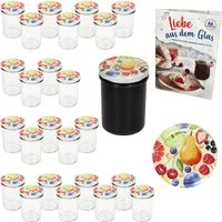 MamboCat Einmachglas 25er Set Sturzglas 230ml HOCH Einmachglas TO66 Comic-Obst Deckel, Glas