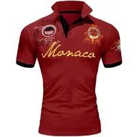 Amaci&Sons Poloshirt Monaco 2.0 Poloshirt mit Stickerei Herren Basic Kontrast Monaco Stickerei Kurzarm Polohemd T-Shirt