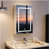 Simurq Spiegelschrank Badezimmerspiegelschrank mit 3-Farben LED Licht & Memory-Funktion (1x Spiegelschrank, alle Montageteile, bebilderte Montageanleitung)