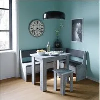 Vicco Sitzgruppe Roman, Beton/Anthrazit, 150 x 120 cm mit Tisch, (Set, 5-tlg., 5-er Set), Ausziehbarer Tisch, mit Polsterung, Stauraum in den Sitzbänken