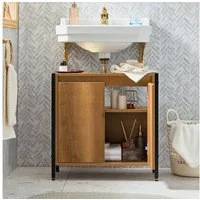 SoBuy Waschbeckenunterschrank BZR63, Waschtischunterschrank Badunterschrank, Industrial-Stil Badschrank Waschtisch Unterschrank Badmöbel Vintage
