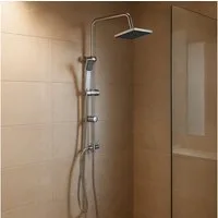 Grafner Duschsystem Duschgarnitur mit Regenschauerduschkopf Handbrause Duschsäule, Höhe 100 cm, 2 Strahlart(en), Set, 10 tlg., Brauseschlauch, INkl. Handbrause, Wandhalter, Regenschauerduschkopf, chrom