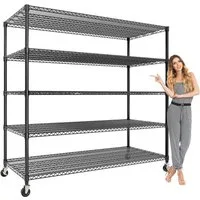 GarveeMore Schwerlastregal 1500 Kg Rollregal, Metallregal Mit Rädern Und Füßen,Verstellbares
