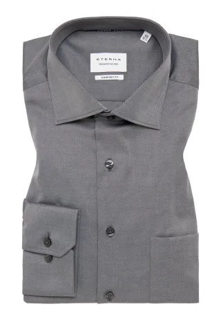 ETERNA - Cover Shirt Twill Langarm grau - Gr. - 44/Langarm - 65cm