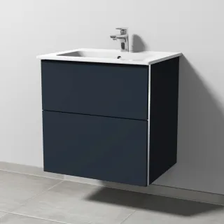 Sanipa 3way Waschtischunterbau zu Duravit ME by Starck Waschtisch mit 2 Auszügen, Marine-Matt BP7241R