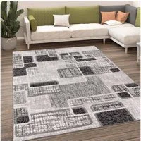 TaCa Home Teppich Moderner Designer Teppich Retro, rechteckig, Höhe: 13 mm, Wohnzimmer Schlafzimmer Esszimmer, Grau-56 - 80 x 150 cm